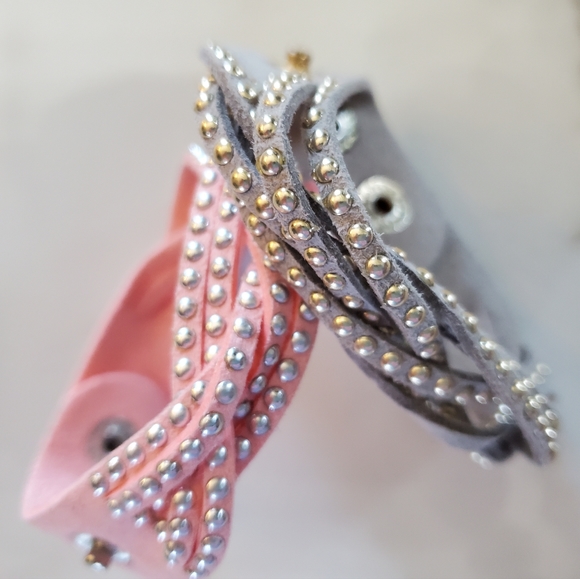 2 Multi Strand Wrap Bracelet's Pink & Gray - Picture 12 of 13